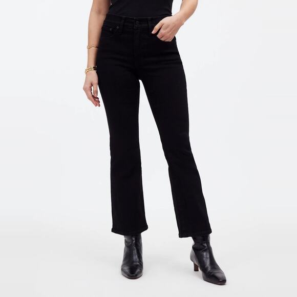NEW Madewell Mid-Rise Kick Out Crop Jeans Womens size 25 Petite Black Rinse - Picture 3 of 12